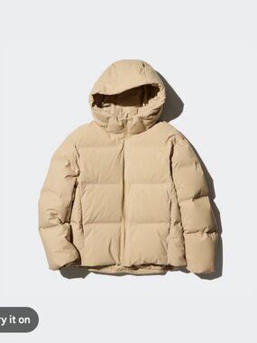 Uniqlo Puffy Jacket (Seamless Down Parka)  in Beige